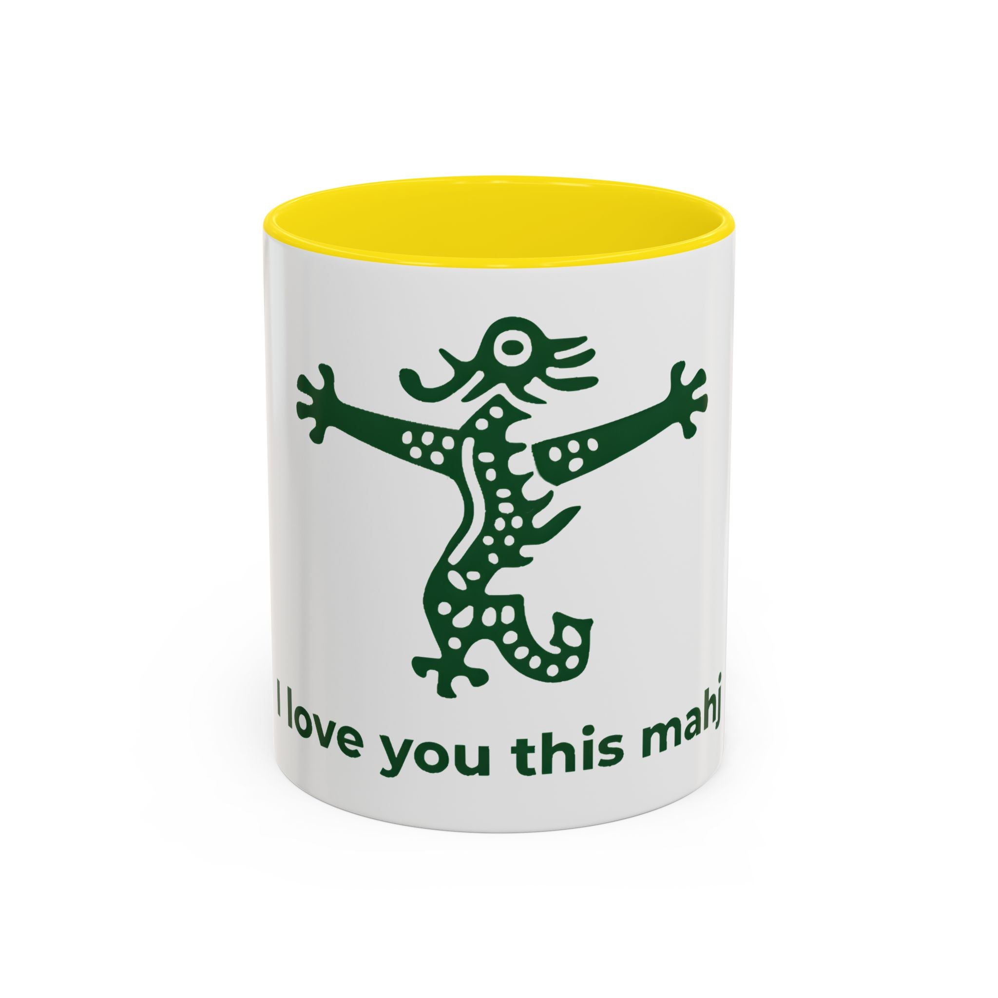 Cute Mahjong Coffee Mug | Green Dragon | I love you this mahj