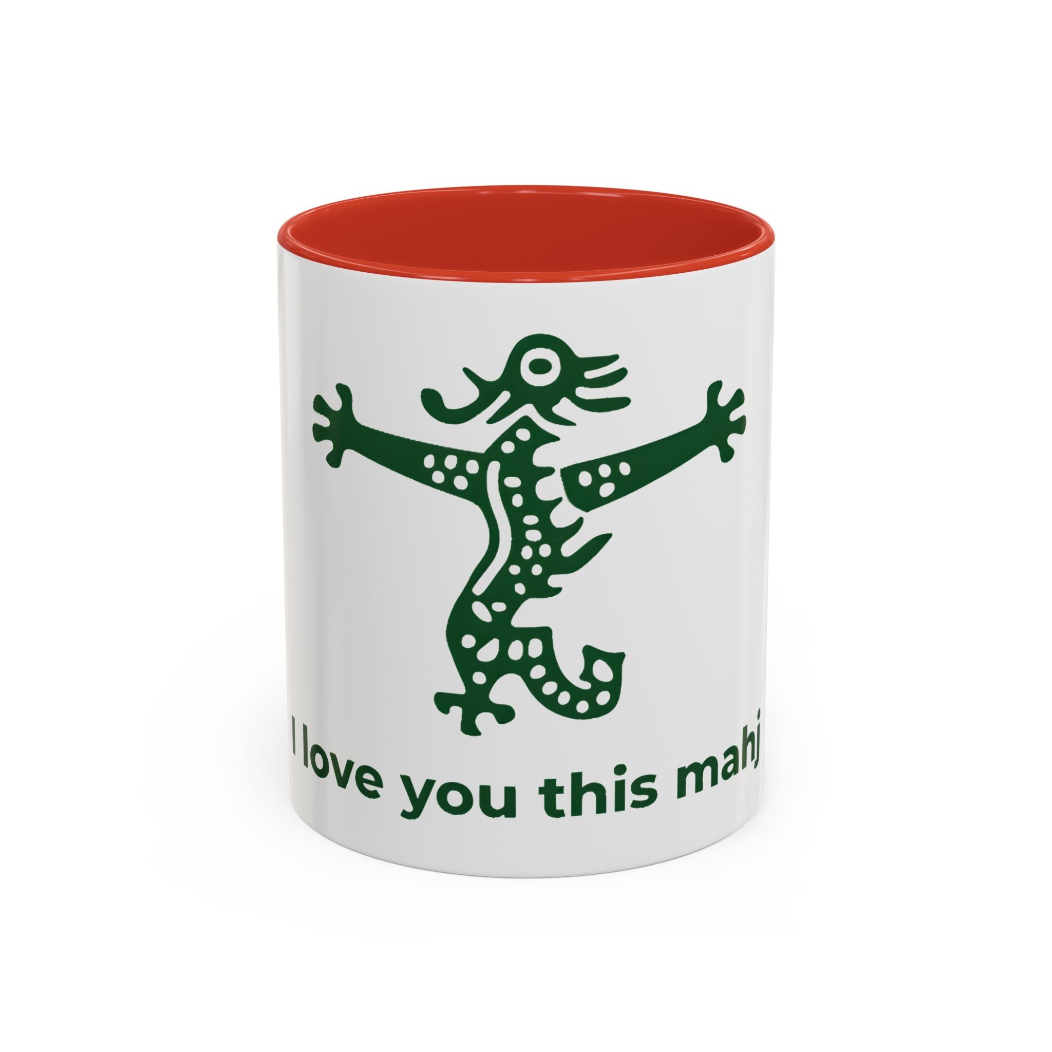 Cute Mahjong Coffee Mug | Green Dragon | I love you this mahj