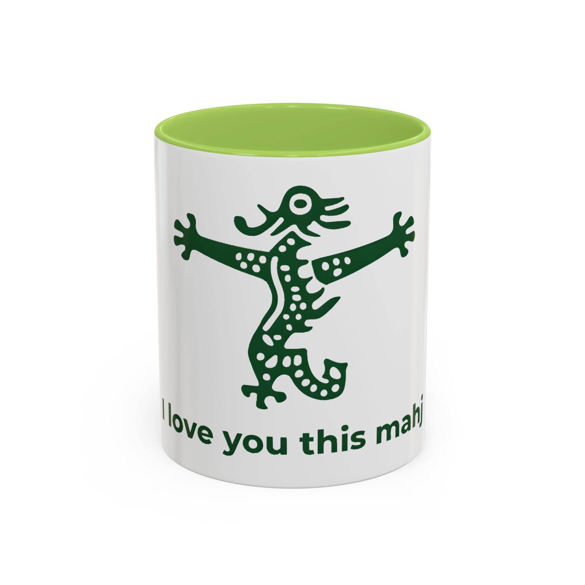 Cute Mahjong Coffee Mug | Green Dragon | I love you this mahj