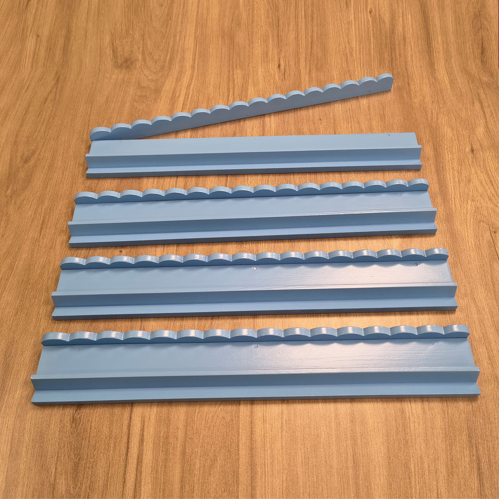 20 Inch Mahjong Racks | Set of 4 Real Wood Tile Racks with Magnetic Scalloped Pushers | Choice of 6 Colors | Mah Jongg Racks