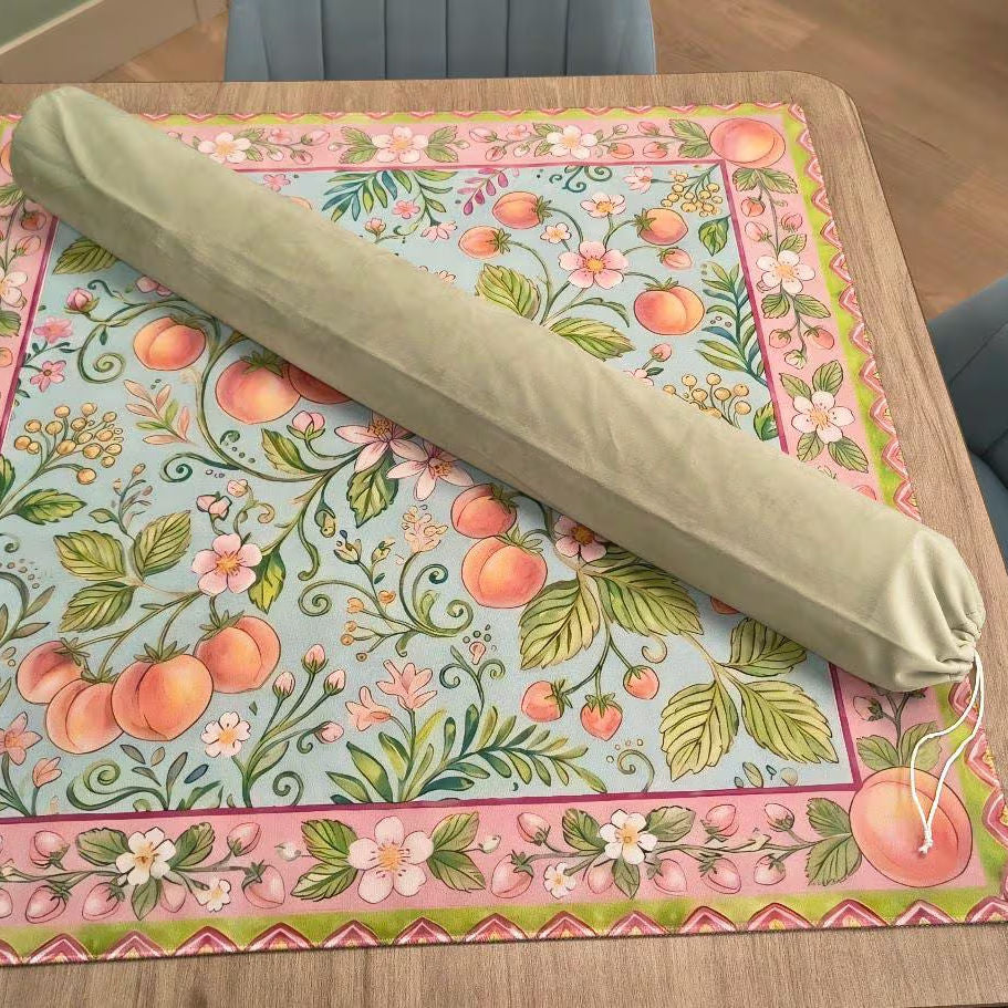 Premium Mint Green plush velvet mahjong mat carrying bag. Features extra-thick fabric construction, high-grade craftsmanship, and a heavy-duty gold drawstring stopper for rollable table covers.