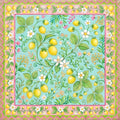 Bright aqua and golden lemon citrus design fabric mahjong game mat. The perfect luxury mahjong gift.