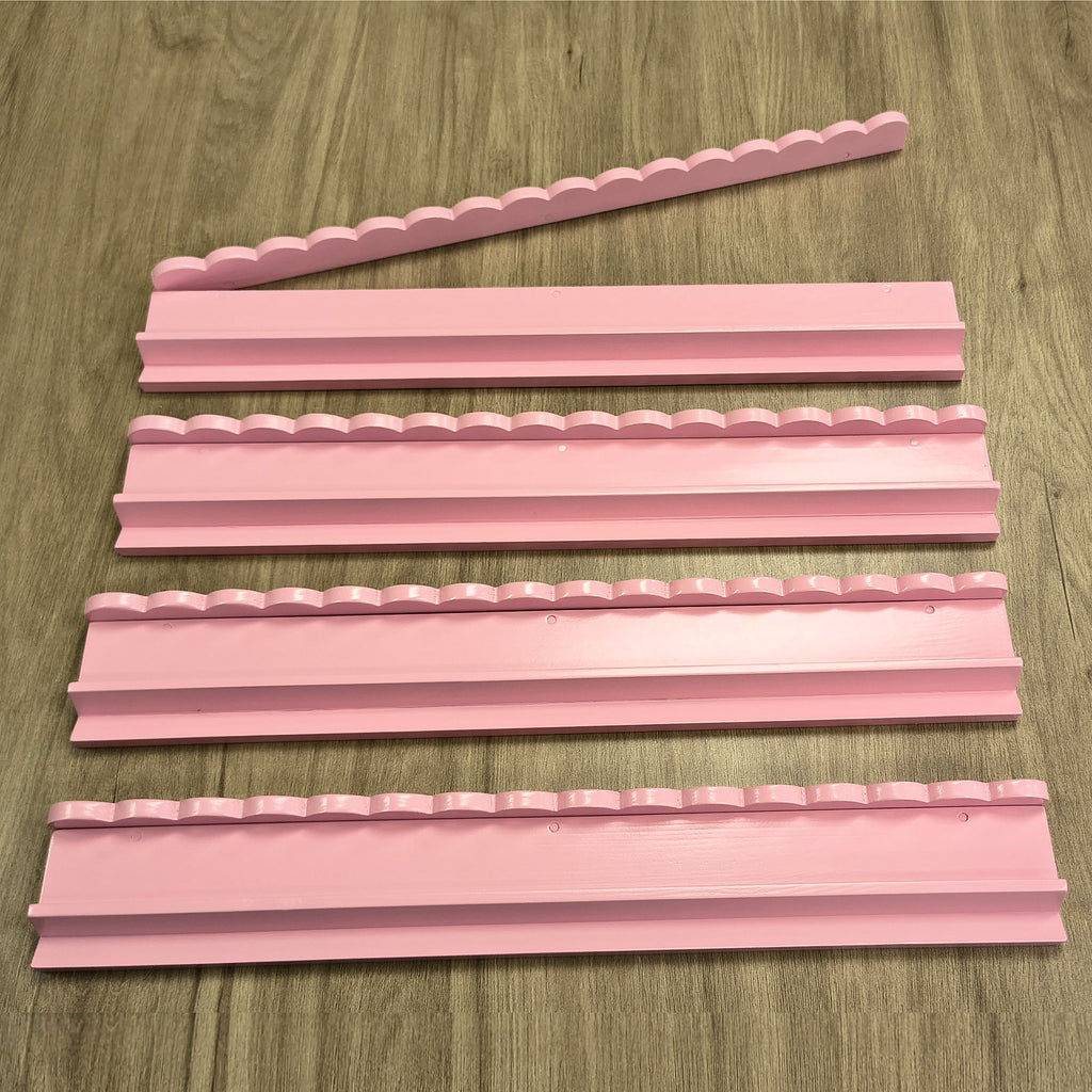 20 Inch Mahjong Racks | Set of 4 Real Wood Tile Racks with Magnetic Scalloped Pushers | Choice of 6 Colors | Mah Jongg Racks