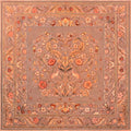 Nostalgic terracotta and dusty rose vintage floral pattern fabric mahj playmat with a non-slip rubber base.