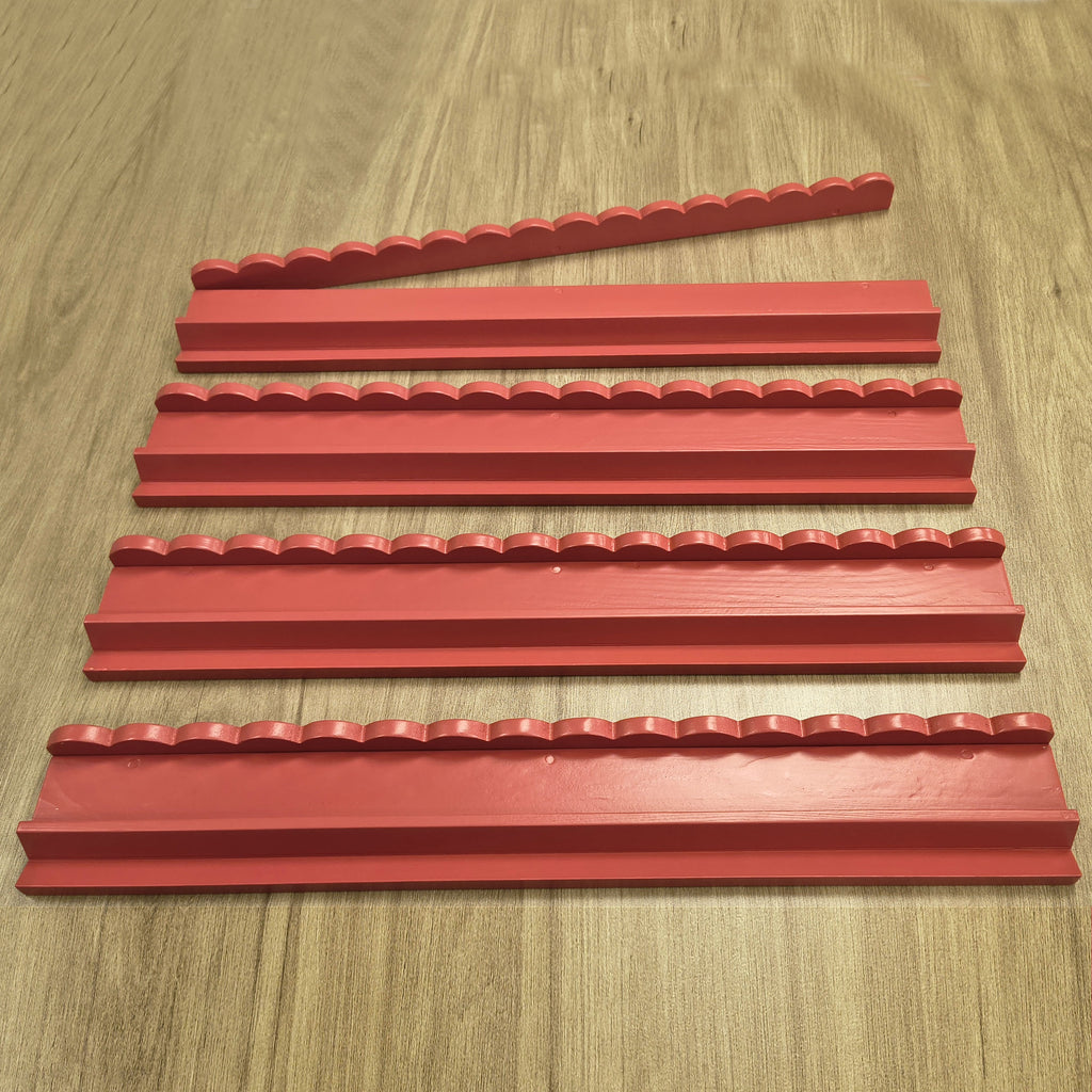 20 Inch Mahjong Racks | Set of 4 Real Wood Tile Racks with Magnetic Scalloped Pushers | Choice of 6 Colors | Mah Jongg Racks