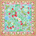 Cottagecore juicy red strawberry and delicate floral pattern sound-dampening mahj table playmat.