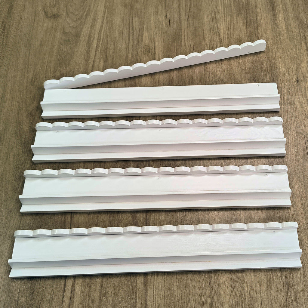 20 Inch Mahjong Racks | Set of 4 Real Wood Tile Racks with Magnetic Scalloped Pushers | Choice of 6 Colors | Mah Jongg Racks